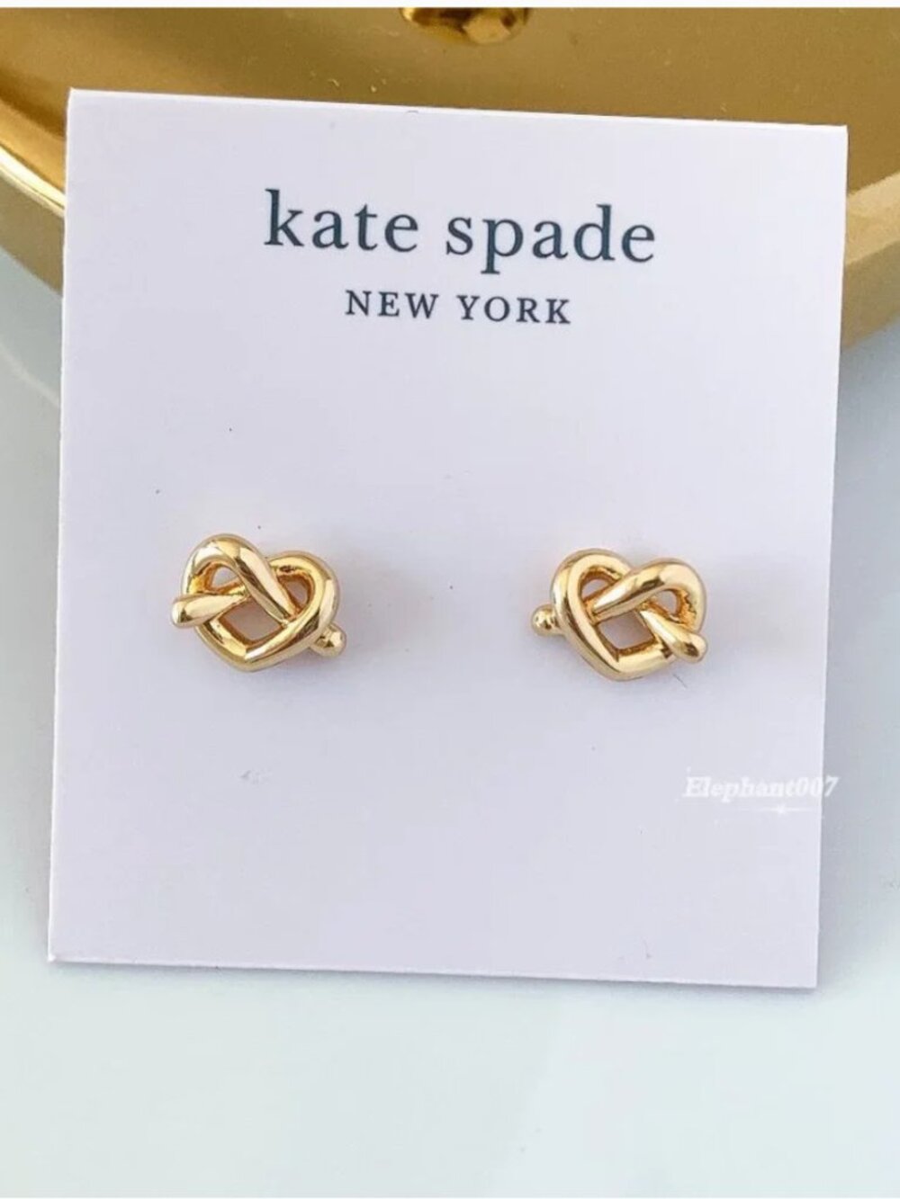 Kate Spade Knotted Heart Stud Earrings Gold Tone Love Knot Heart Earrings